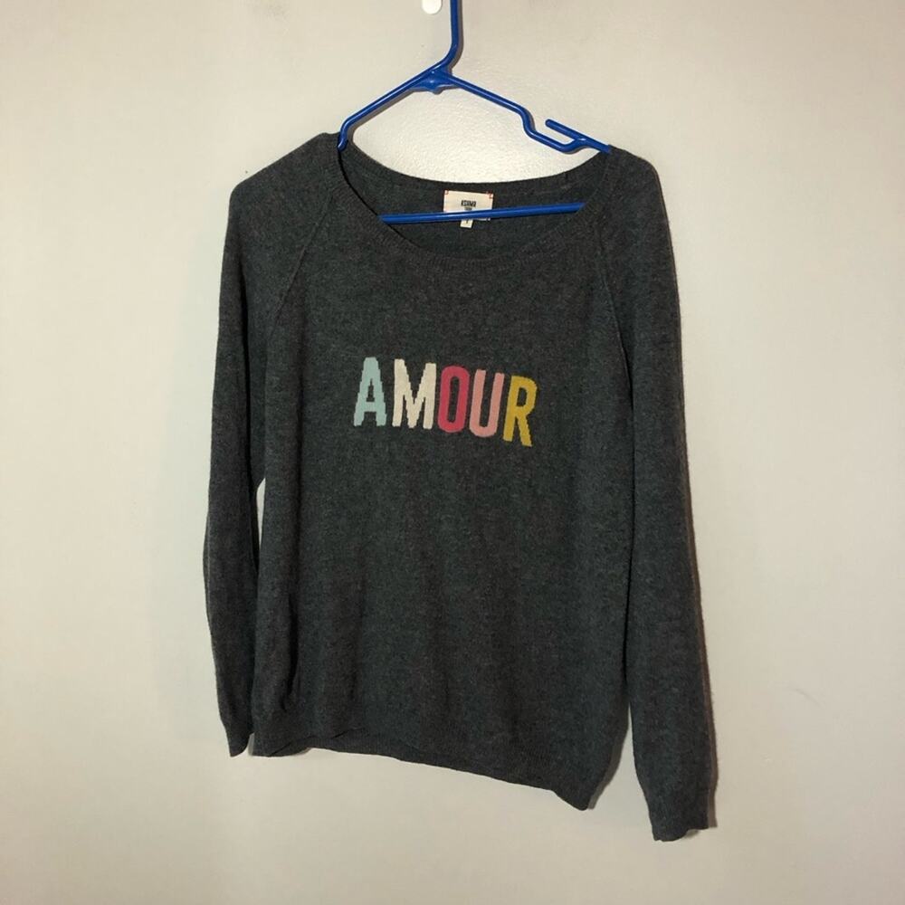KSHMR TRIBU grey cashmere crewneck sweater “amour” womens S luxury preppy
